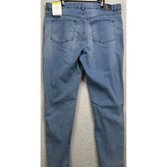 Eddie Bauer Jeans Mens 32X32 Blue Distressed Slim‎ Fit Stretch Flex Denim NEW